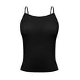 thumbnail image 1 of Tianiyouqing Tank Tops for Women Slim Fit Party Cami Shirts Waist Length Cropped Tops Racerback Sleeveless Square Neck Basic Adjustable Spaghetti Strap Double Lined Layered Black L, 1 of 6