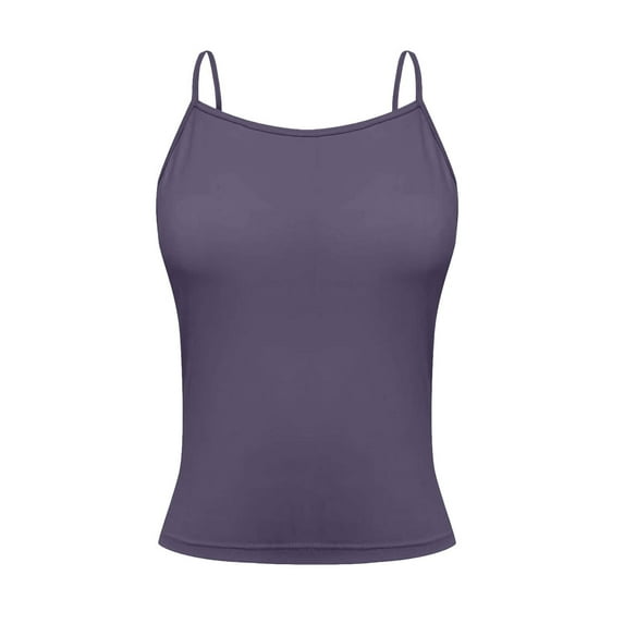 Tianiyouqing Undershirt Tank Tops for Women Athletic Cami Shirts Shapewear Undershirts Racerback Square Neck Sleeveless Double Lined Layered Adjustable Spaghetti Strap Basic Purple L
