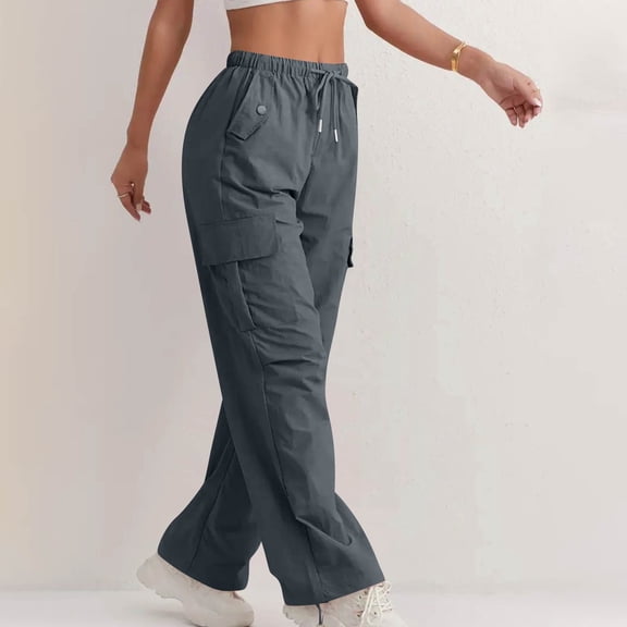 Tianiyouqing Waterproof Women's Cargo Pants for Hiking Windproof Quick-Dry Outdoor Work Pants with Drawstring Adjustable Waist & 4 Pockets Dark Gray S