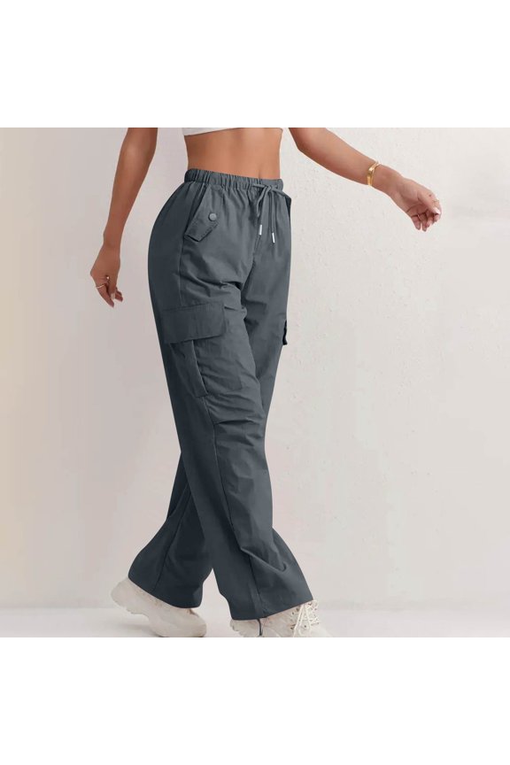 Waterproof Women's Cargo Pants for Hiking Windproof Quick-Dry Outdoor Work Pants with Drawstring Adjustable Waist & 4 Pockets Dark Gray S