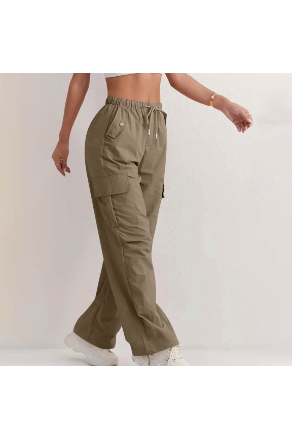 Waterproof Women's Cargo Pants for Hiking Windproof Quick-Dry Outdoor Work Pants with Drawstring Adjustable Waist & 4 Pockets Camel S