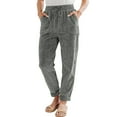 thumbnail image 1 of Tianiyouqing Womens Elastic Waist Straight Leg Drawstring Corduroy Pants with Pockets Gray XXL, 1 of 6