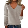 thumbnail image 1 of Tianiyouqing Women's 100% Pure Merino Wool Long Sleeve V-Neck Sweater - Soft, Warm, and Stylish Winter Knit Pullover Camel XL, 1 of 4