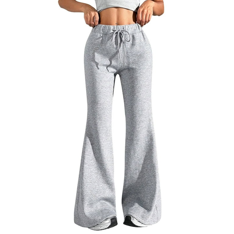 Tianiyouqing Women's Flare Sweatpants Comfy Elastic Waist High