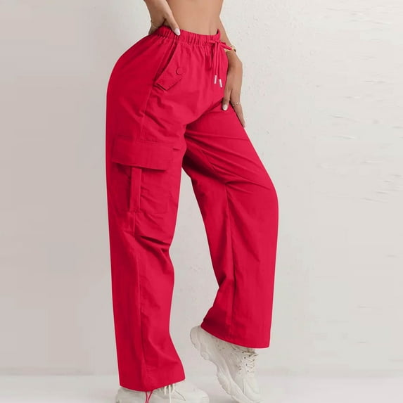 Tianiyouqing Women's Hiking Pants Lightweight Quick Dry Cargo Pants Petite/Regular/Tall Casual Work Travel Safari Clothes Red S