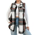 thumbnail image 1 of Tianiyouqing Women's Plaid Vest Christmas Cardigan Winter Fall Flannel Vest Sleeveless Blazer Jacket Long Shacket Vest Gray S, 1 of 3