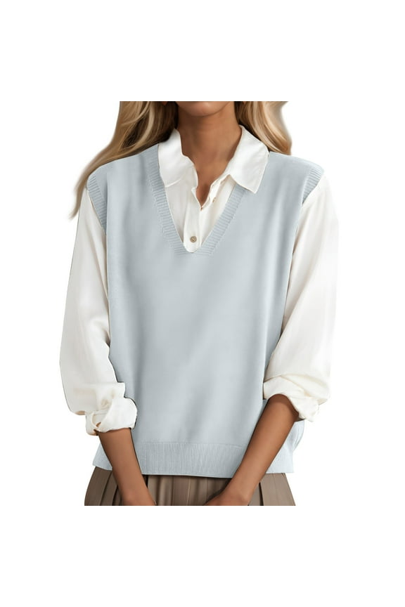 Womens 100% Merino Wool Sweater Vest 2025 Fashion Sleeveless V Neck Business Casual Tank Knit Pullover Tops Spring Trendy Gray XXL