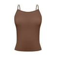 thumbnail image 1 of Tianiyouqing Womens Backless Cami Top Soft Undershirts Loose Camisole Tops Basic Adjustable Spaghetti Strap Sleeveless Racerback Square Neck Double Lined Layered Light Brown M, 1 of 7