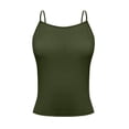 thumbnail image 1 of Tianiyouqing Womens Cropped Tops Cotton Slim Fit Crop Tops Loose Undershirts Square Neck Adjustable Spaghetti Strap Double Lined Layered Racerback Sleeveless Basic Army Green XL, 1 of 6