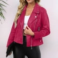 thumbnail image 1 of Tianiyouqing Womens Faux Suede Jacket 2024 Fall Winter Clothes Casual Zipper Cropped Coat Bomber Biker Moto Jackets Outwear Hot Pink XXL, 1 of 7