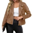 thumbnail image 1 of Tianiyouqing Womens Faux Suede Jacket Fall Winter Fashion Casual Oversized Faux Leather Blazer Jacket Trench Coat Brown XL, 1 of 7
