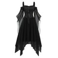 thumbnail image 1 of Tianiyouqing Womens Gothic Dress Cold Shoulder Chiffon Butterfly Sleeve Dress Halloween Clothes Medieval Steampunk Witch Dress Black XXL, 1 of 7