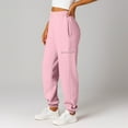 thumbnail image 1 of Tianiyouqing Womens Maternity Pants Lightweight Fleece Lined High Waisted Elastic Waisted Oversized Walking Pants Cinch Bottom Wide Leg Traveling Joggers Sweatpants with Pockets Pink S, 1 of 5