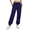 thumbnail image 1 of Tianiyouqing Womens Sweatpants High Waisted Drawstring Cinch Bottom Pull on Jogging Trousers Fall Stretchy Waist Fleece Lined Running Baggy Sweatpants Navy S, 1 of 4
