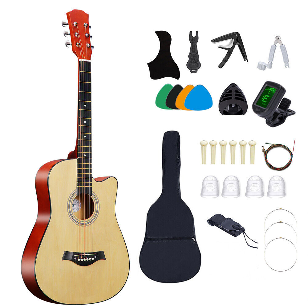 Tianlaimei 38in Beginner Acoustic Guitar Kit for Starter with Gig Bag