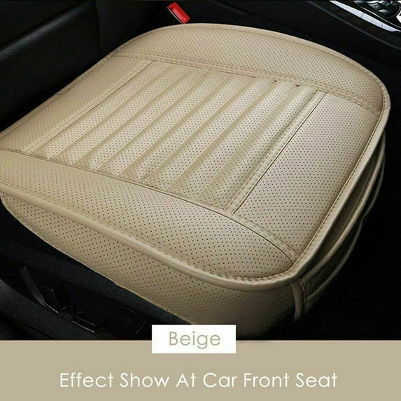 Tianlaimei Deluxe Leather Car Front Seat Cover Front Bottom Seat Cushion Protector Chair Pad, 2 Pcs, Beige