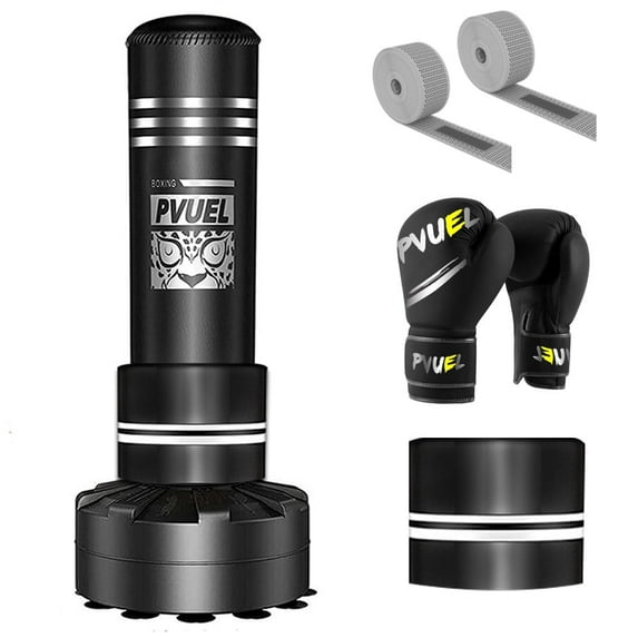 Tianlaimei Freestanding Punching Bag, Heavy Boxing Cardio Target Speed Strength Training Kickboxing MMA with 12oz Boxing Gloves,Wrist Straps & Protective Sleeve Cover