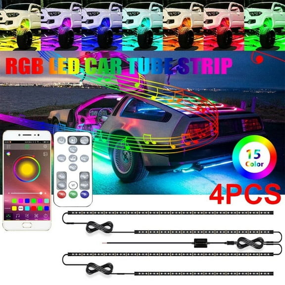 Tianlaimei LED Strip 36" 24" RGB Exterior Decorative Lights fits Underbody Bluetooth 4 Pieces
