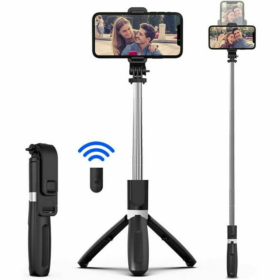 Tianlaimei Selfie Stick Tripod Selfie Tripod with Shutter Remote Phone Holder, Black