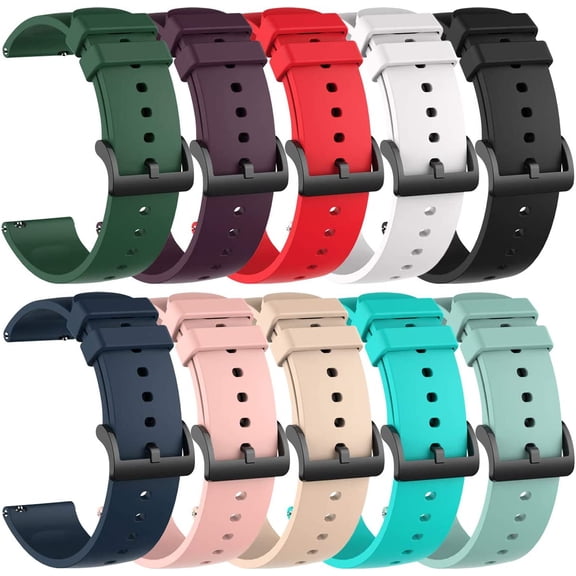 Tianle 10 Pack Silicone Bands Compatible with Amazfit GTS/GTS2/ GTS 3/GTS 2e/GTS 2 mini/GTS 4 mini/GTS 4/GTR mini/Active, 20MM Band Replacement Watch Straps for Amazfit Bip U Pro/Bip/Bip Lite/Bip S