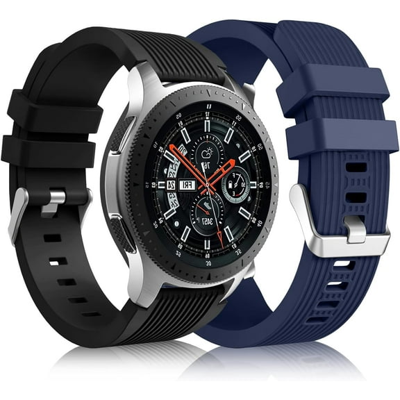 Tianle [2 Pack] Band Compatible with Samsung Galaxy Watch 3 45mm/Galaxy Watch 46mm Bands/Gear S3 Frontier, 22mm Smart Watch Band Silicone Casual Straps Accessories for Women Men