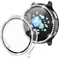 thumbnail image 1 of Tianle 2 Pack Bling Case for Samsung Galaxy Active 2 Watch Screen Protector, Crystal Diamond Plated PC Bezel Bumper Shell with HD Screen Protector Case for Galaxy Active 2 Watch Case 44mm Clear/Black, 1 of 7