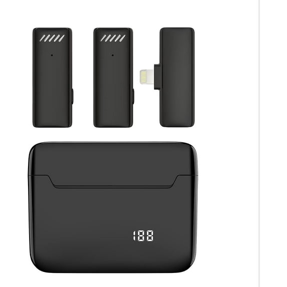 Tianle 2 Pack Wireless Lavalier Microphone for iPhone iPad with Charging Case, Lapel Mics Smart Noise Reduction iPhone Microphone for Video Recording, Live Stream, YouTube, TikTok, Interview