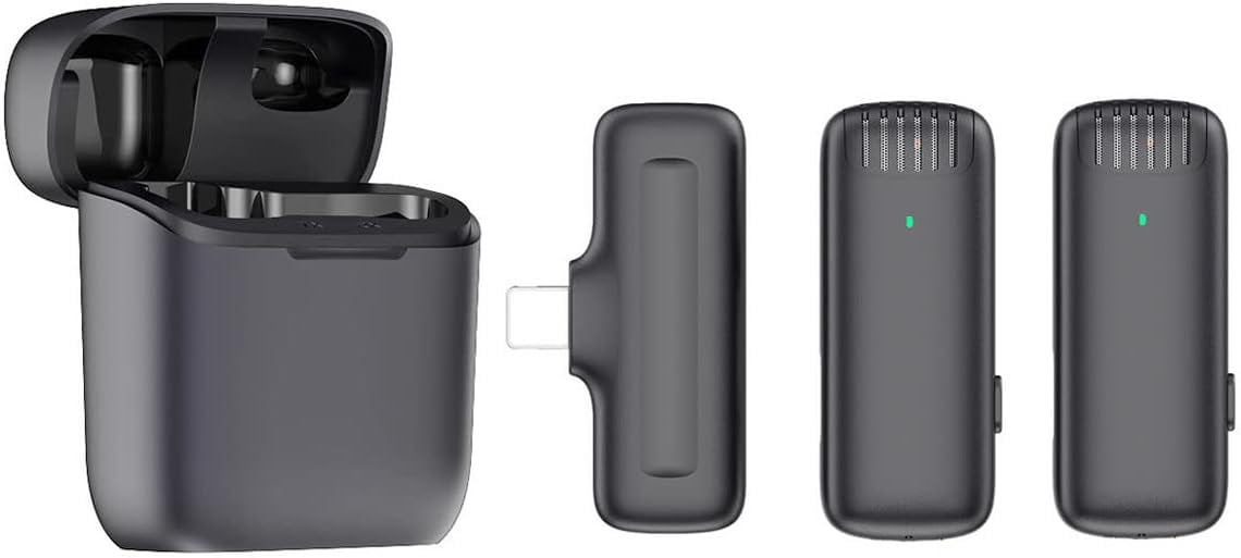 Tianle 2 Pack Wireless Lavalier Microphone for iPhone iPad with Charging Case, Wireless Mic Clip on Lapel for iPhone Laptop Video Recording, Live Stream, YouTube, Facebook, TikTok, Interview