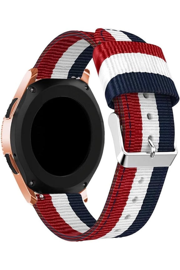 20mm Nylon Watch Band Watch Straps Replacement with Stainless Steel Buckle for Men and Women's Watch Band Replacing, Red/Blue