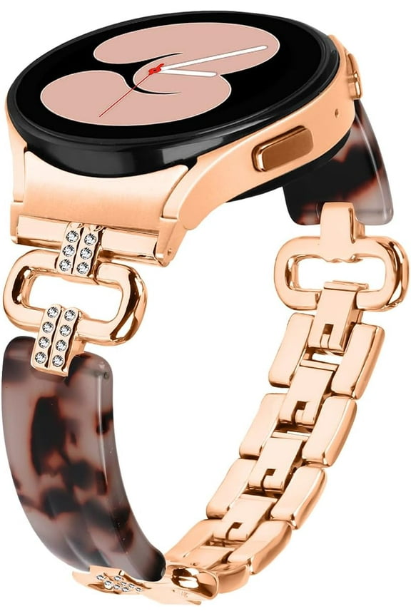 20mm Width Bling Bands for Samsung Galaxy Watch 7/6/5/4 40mm 44mm, No Gap Lightweight Classy Galaxy Watch FE 40mm Resin Strap, Galaxy Watch 6/4 Classic Metal Resin Bracelet for Women