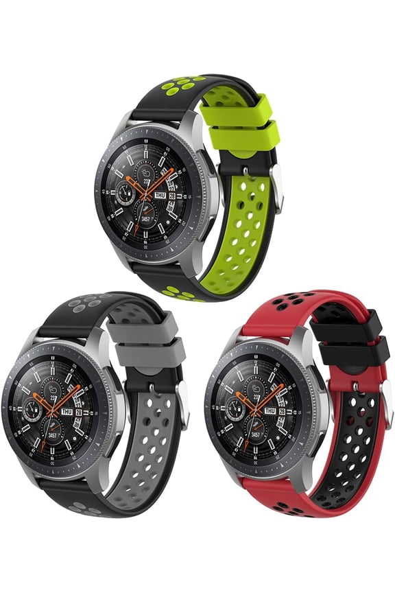 3 Pack 22mm Watchbands Compatible with Samsung Galaxy Watch 46mm SM-R800 R800/Galaxy Watch 3 45mm R840/Gear S3 Classic and Frontier,Soft Silicone Sport Watch Band for Men Women (GGB, 22mm)