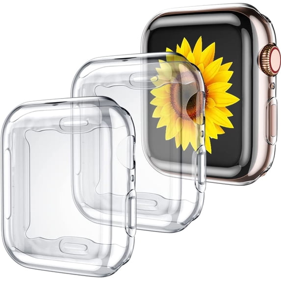 Tianle 3 Pack Case Compatible with Apple Watch 41mm 45mm,Soft HD High Sensitivity Screen Protector with TPU All Around Anti-Fall Bumper Protective Case Cover for iWatch Series8/7 (3Clear)