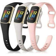 Tianle 3 Pack Slim Bands Compatible with Fitbit Charge 5 Bands/Charge 6 Bands Women Men, Soft Silicone Adjustable Sport Band Wristbands for Fitbit Charge 5/Charge 6 Fitness Tracker, Black/Gray/Pink