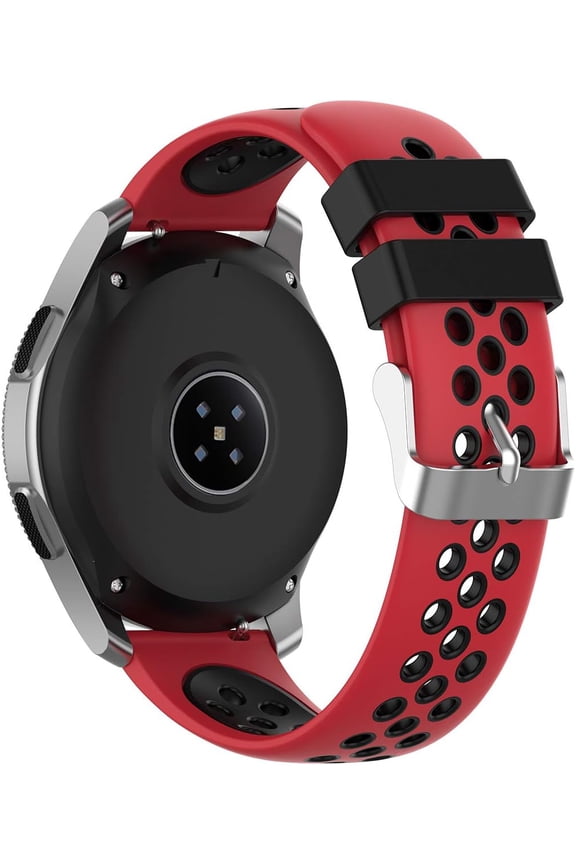 Tianle Band 22mm Breathable Universal Soft Silicone Replacement Compatible With Gear S3 Frontier/Galaxy Watch SM-R800 (46mm)/Galaxy Watch 3 45mm/Classic Smart Watch (Red-Black)