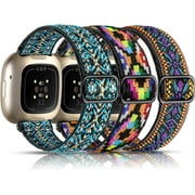 Tianle Bands Compatible with Fitbit Versa 3/ Sense/Versa 4/ Sense 2 Watch Band, 3 Pack Adjustable Stretchy Fabric Sport Wristband for Fitbit Versa 3 Watch and Fitbit Sense Smartwatch Bands