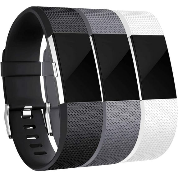 Tianle Bands Replacement Compatible with Fitbit Charge 2, 3-Pack, Large Black/Gray/White