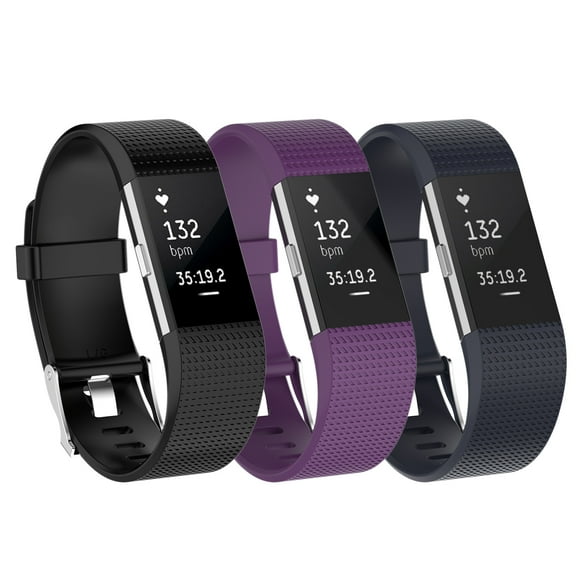 Tianle Bands Replacement Compatible with Fitbit Charge 2, 3-Pack, Large Plum/Green/Black