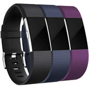 Tianle Bands Replacement Compatible with Fitbit Charge 2, 3-Pack, Small Black/Blue/Plum