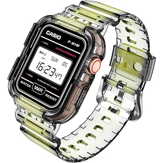 Tianle Clear Bands for Apple Watch 42mm 44mm 45mm with Transparent Rugged Bumper Case Compatible with Series 9 8 7 SE 6 5 4 3 2 1