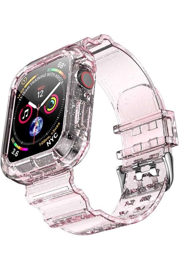 Clear Watch Band for Apple Watch 38mm 40mm 41mm Transparent Crystal Sports Band Compatible with Apple iWatch Series 9 8 SE 7 6 5 4 3 2 1