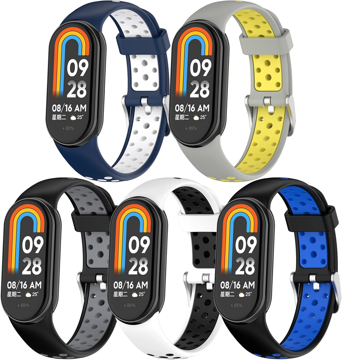 Tianle Comfortable Sport Wrist Straps for Xiaomi Mi Band 9/Mi Band 9 NFC/Mi Band 8/Mi Band 8 NFC Watch Colorful Bands Adjustable Replacement Wristband for Xiaomi Mi Band 9 Bracelet Strap Band