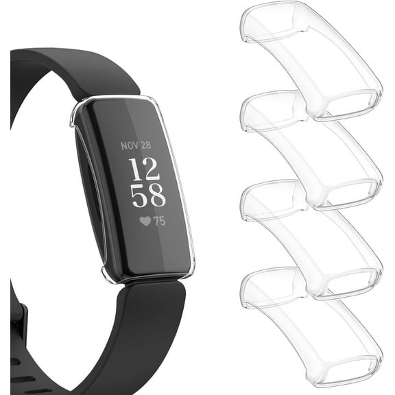 Tianle Compatible with Fitbit Inspire 2 Screen Protector Case, [4 PACK] Soft TPU Full Around Protective Cover Bumper for Fitbit Inspire 2 Smartwatch Accessories (Clear+Clear+Clear+Clear)