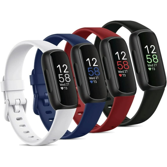 Tianle Compatible with Fitbit Inspire 3 Bands for Women Men, Sport Wristband Replacement Soft Silicone Straps for Fitbit Inspire 3 Fitness Tracker Women & Men(4 Pack,Small)