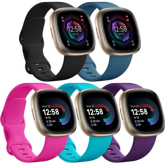 Tianle Compatible with Fitbit Versa 3/Fitbit Versa 4 /Fitbit Sense/Sense 2 Bands for Women Men, Classic Soft TPU Sport Replacement Band for Fitbit Versa 3 & Sense Smartwatches Women Men Small Large