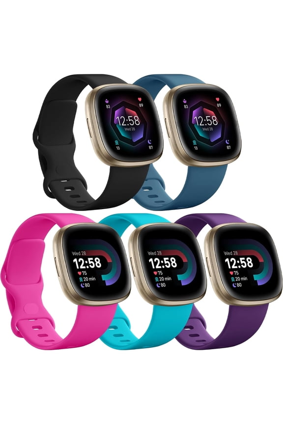 Compatible with Fitbit Versa 3/Fitbit Versa 4 /Fitbit Sense/Sense 2 Bands for Women Men, Classic Soft TPU Sport Replacement Band for Fitbit Versa 3 & Sense Smartwatches Women Men Small Large