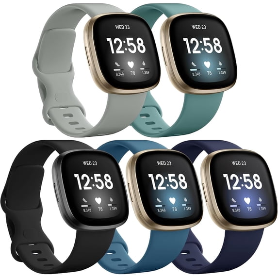 Tianle Compatible with Fitbit Versa 3/Fitbit Versa 4 /Fitbit Sense/Sense 2 Bands for Women Men, Classic Soft TPU Sport Replacement Band for Fitbit Versa 3 & Sense Smartwatches Women Men Small Large