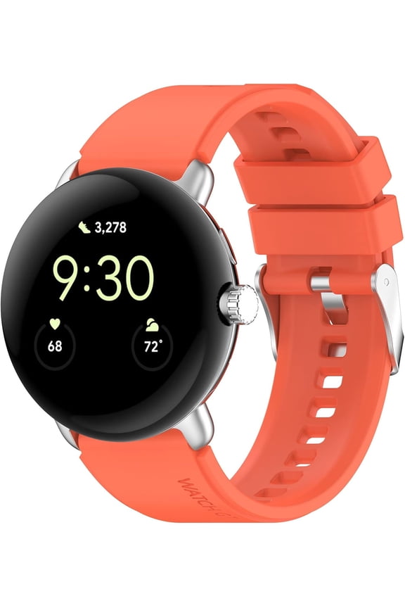 Compatible with Google Pixel Watch 2 Watch Bands, Quick Release Silicone Replacement Bands Straps Wristbands Fit for Google Pixel Watch 2/Pixel Watch 1 Smartwatch, Orange