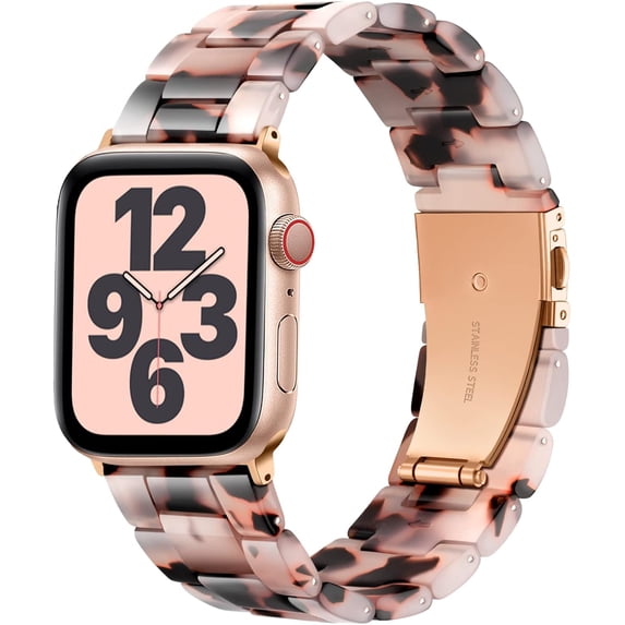 Tianle Compatible with Resin Apple Watch Band 40mm 38mm 41mm, Light Stainless Steel Buckle Resin Bracelet iWatch Bands for Apple Watch Series 9/8/7/6/5/4/3/2/1/SE Replacement Strap Pink Purple