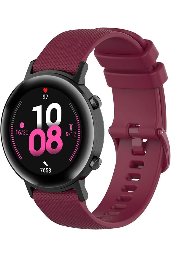 Compatible with Samsung Galaxy Active 2 Watch Band/Galaxy Watch 4 Band 44mm 40mm/Galaxy Watch 3 Band 41mm, 20mm Watchband Silicone Sport Strap Replacement Strap for Active 2 Men Women, Wine Red