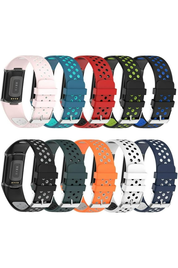 Compatible with Fitbit Charge 6/Fitbit Charge 5 Bands, Soft Silicone Replacement Wristband Fitness Tracker Accessories Strap for Women Men